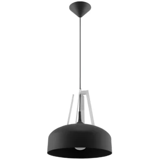 Wisząca lampa Casco w kolorze czarnym z drewnianymi akcentami