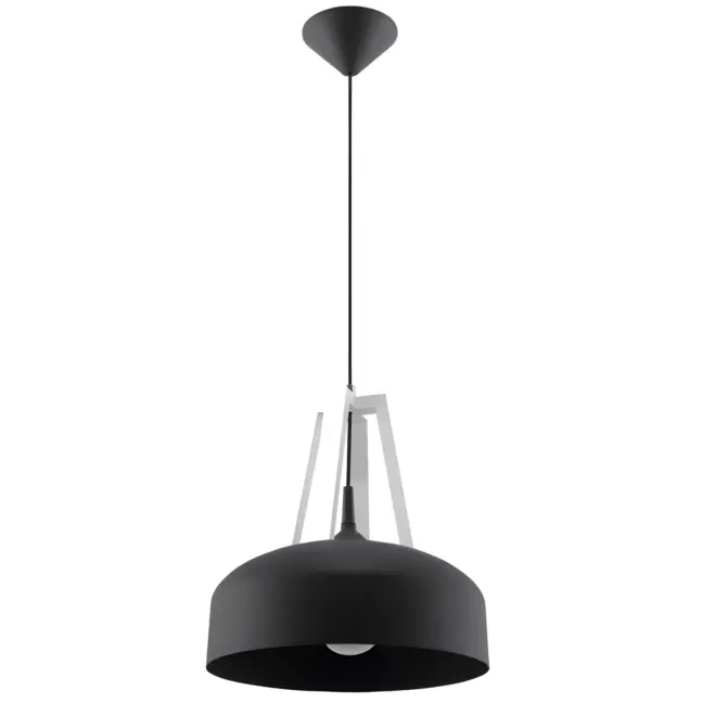 Wisząca lampa Casco w kolorze czarnym z drewnianymi akcentami