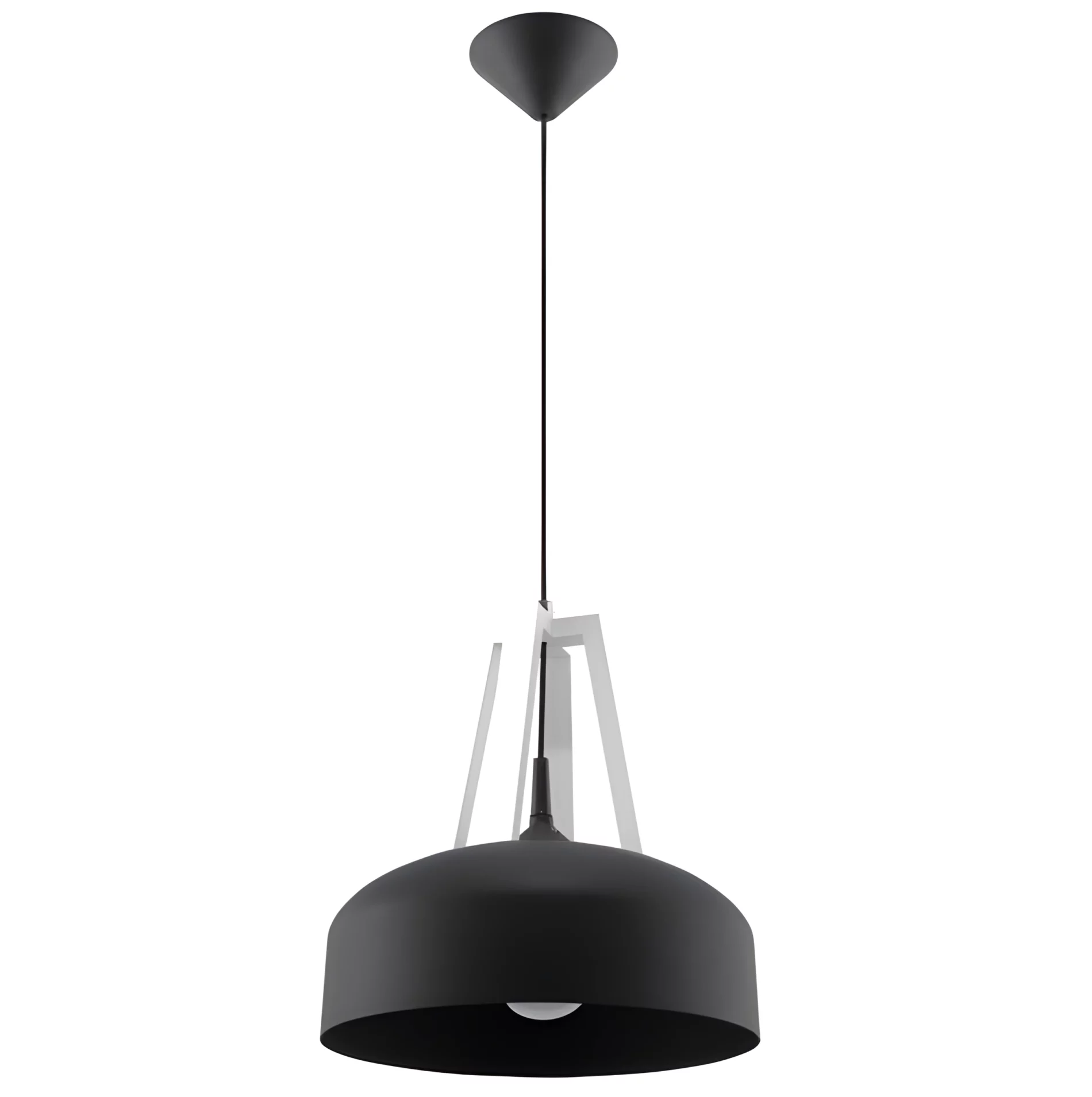 Wisząca lampa Casco w kolorze czarnym z drewnianymi akcentami