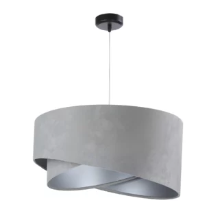 Szara welurowa lampa wisząca Galaxy z srebrnym wnętrzem