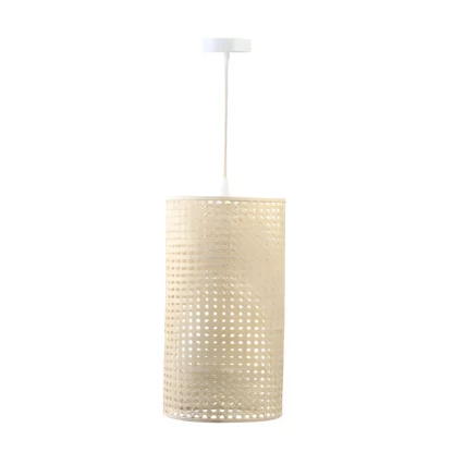 Wąska wisząca lampa Meissa z kloszem wykonanym z rattanu