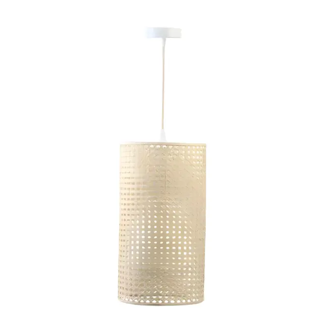 Wąska wisząca lampa Meissa z kloszem wykonanym z rattanu