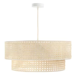 Podwójna wisząca lampa Meissa z rattanowym kloszem o średnicy 40 cm