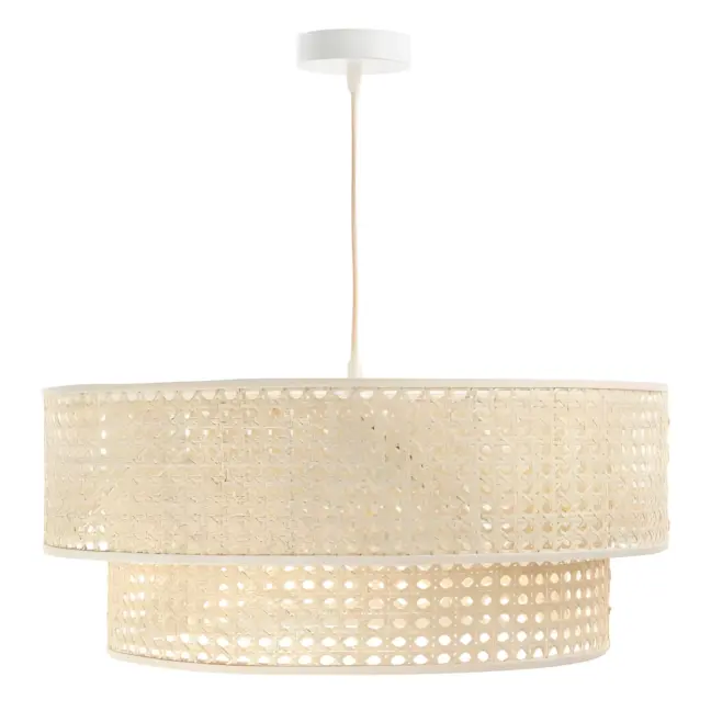 Podwójna wisząca lampa Meissa z rattanowym kloszem o średnicy 40 cm