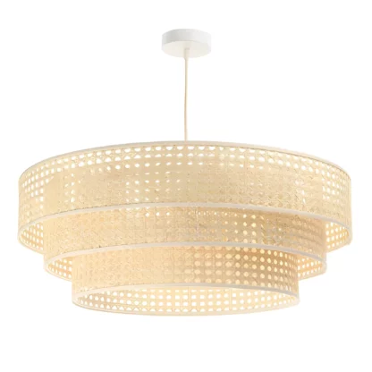 Potrójna wisząca lampa Meissa z kloszem z rattanu