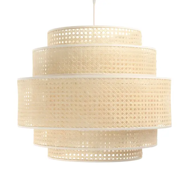 Duża wisząca lampa Meissa z kloszem z rattanu