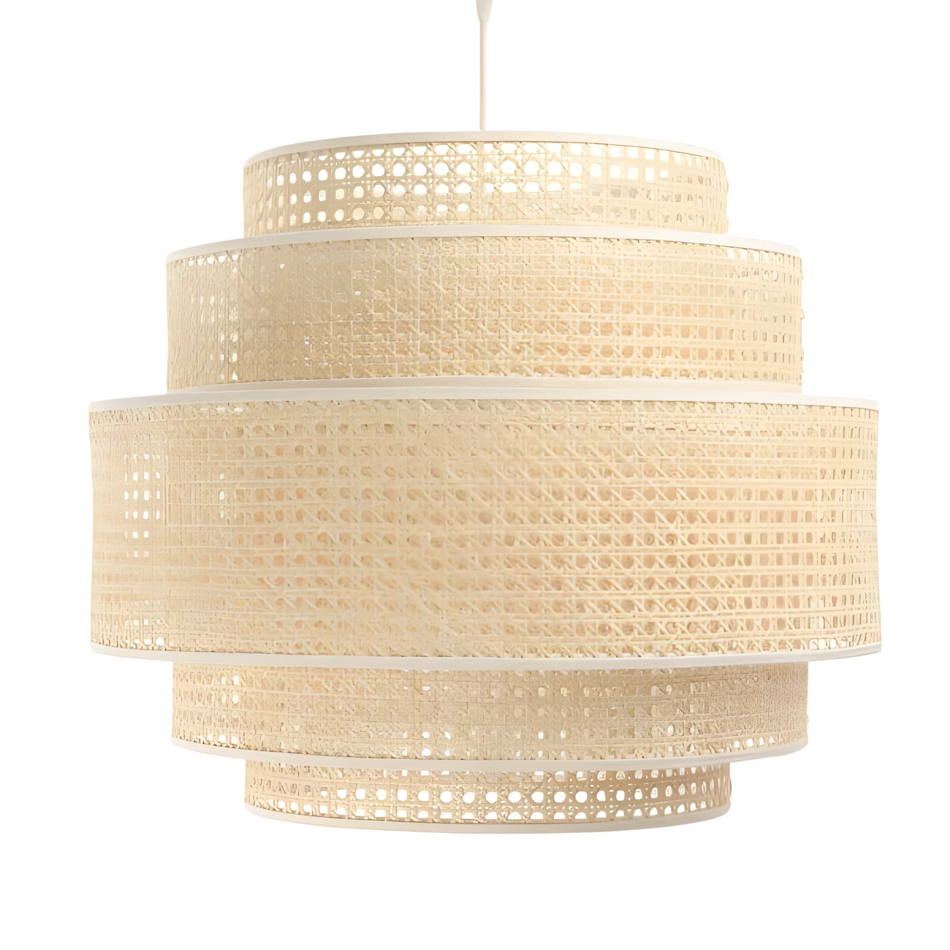 Duża wisząca lampa Meissa z kloszem z rattanu