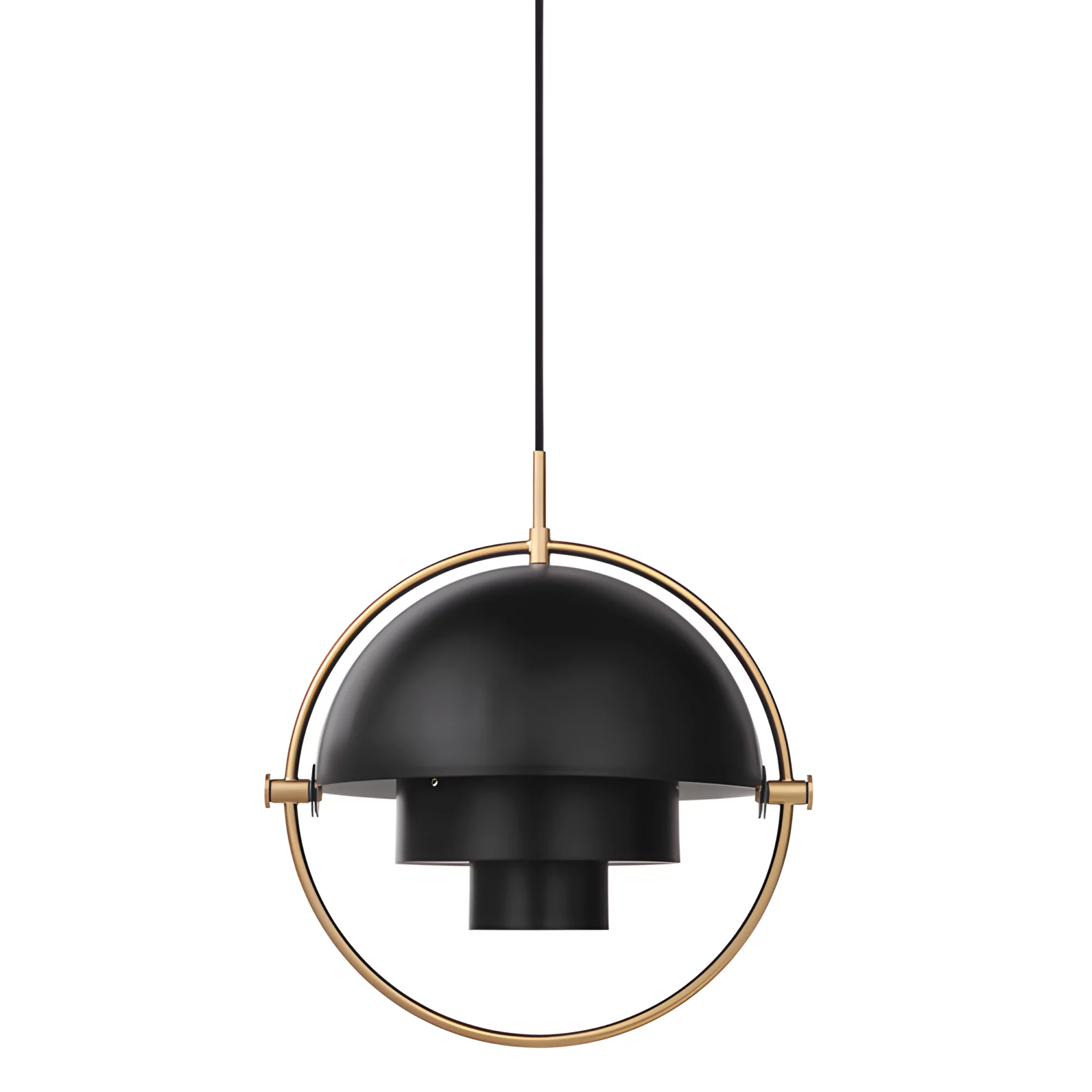 Wisząca lampa Multi-Lite M w kolorach czerni i mosiądzu