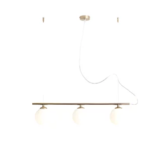 Złota lampa wisząca Beryl z trzema szklanymi kulami