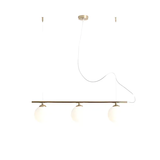 Złota lampa wisząca Beryl z trzema szklanymi kulami