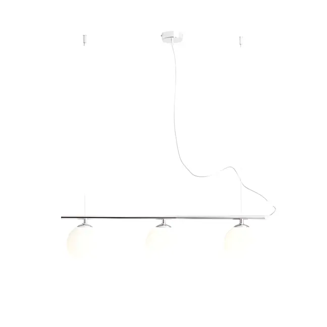 Wisząca lampa Beryl z trzema szklanymi kulami w srebrnym wykończeniu