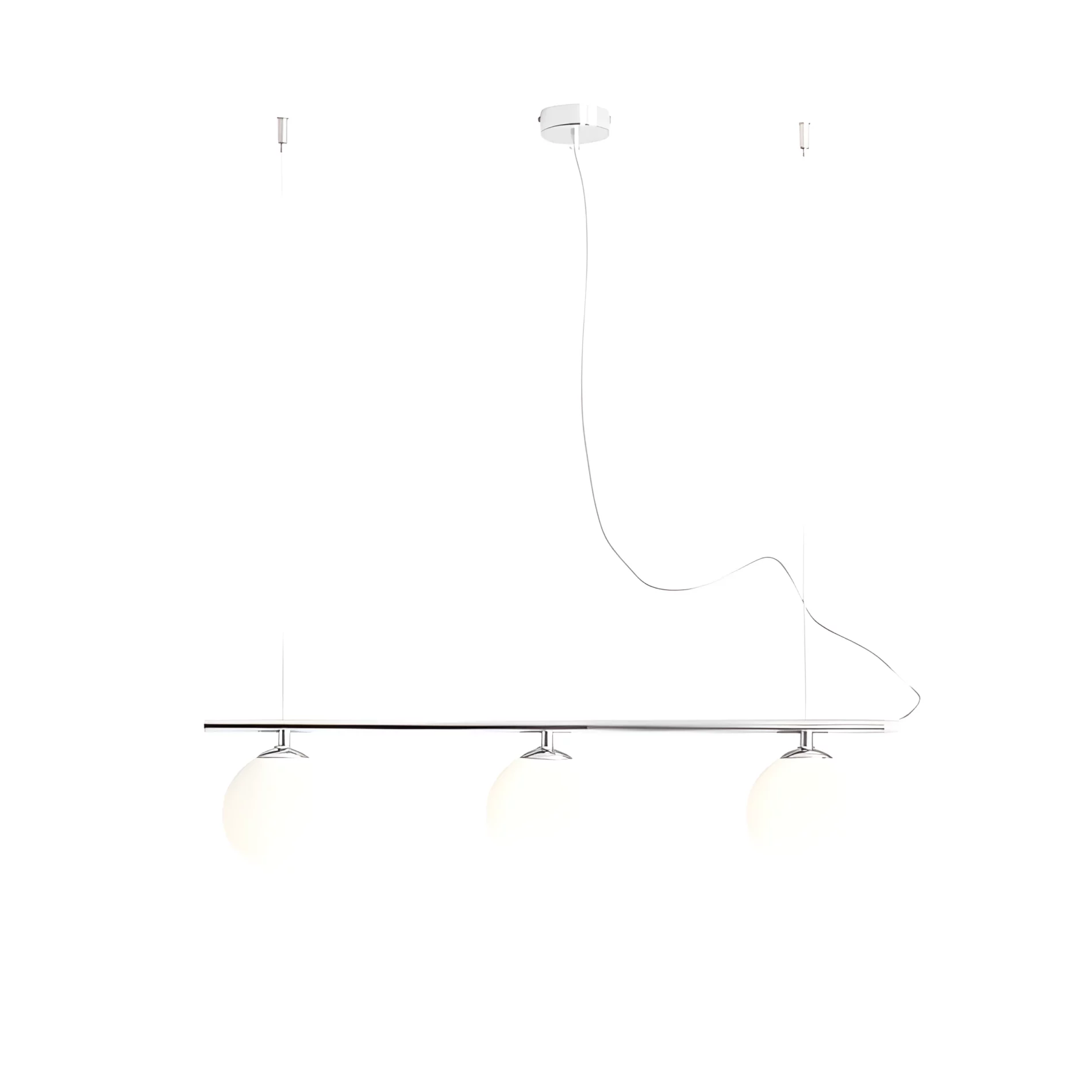 Wisząca lampa Beryl z trzema szklanymi kulami w srebrnym wykończeniu