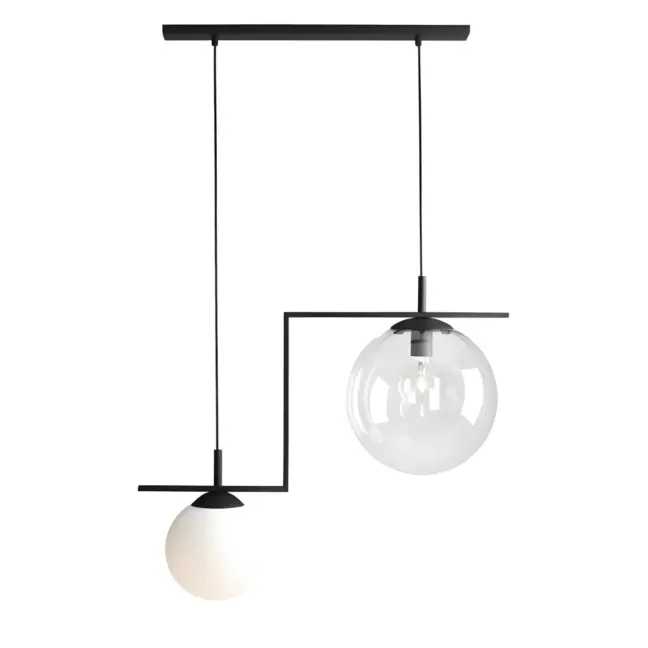 Unikalna lampa wisząca Zac z czarną oprawą i szklanymi kloszami