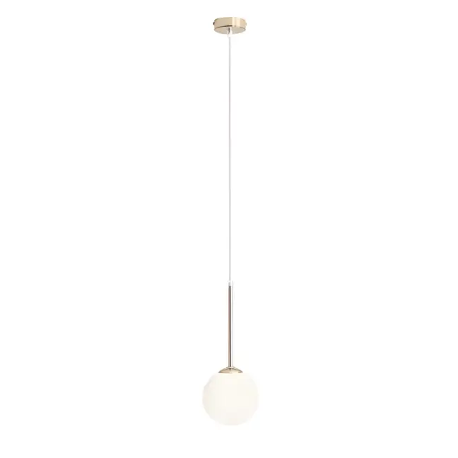 Złota wisząca lampa Bosso XS z kloszem z mlecznego szkła