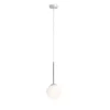 Okrągła wisząca lampa Bosso XS w chromowanym wykończeniu z mlecznym szkłem