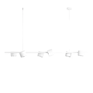 Biała wisząca lampa Bot 6 z regulowanymi reflektorami