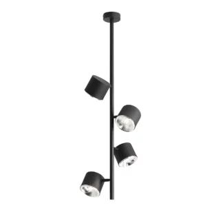 Czarna sufitowa lampa Bot 4 Vertical z regulowanymi kloszami