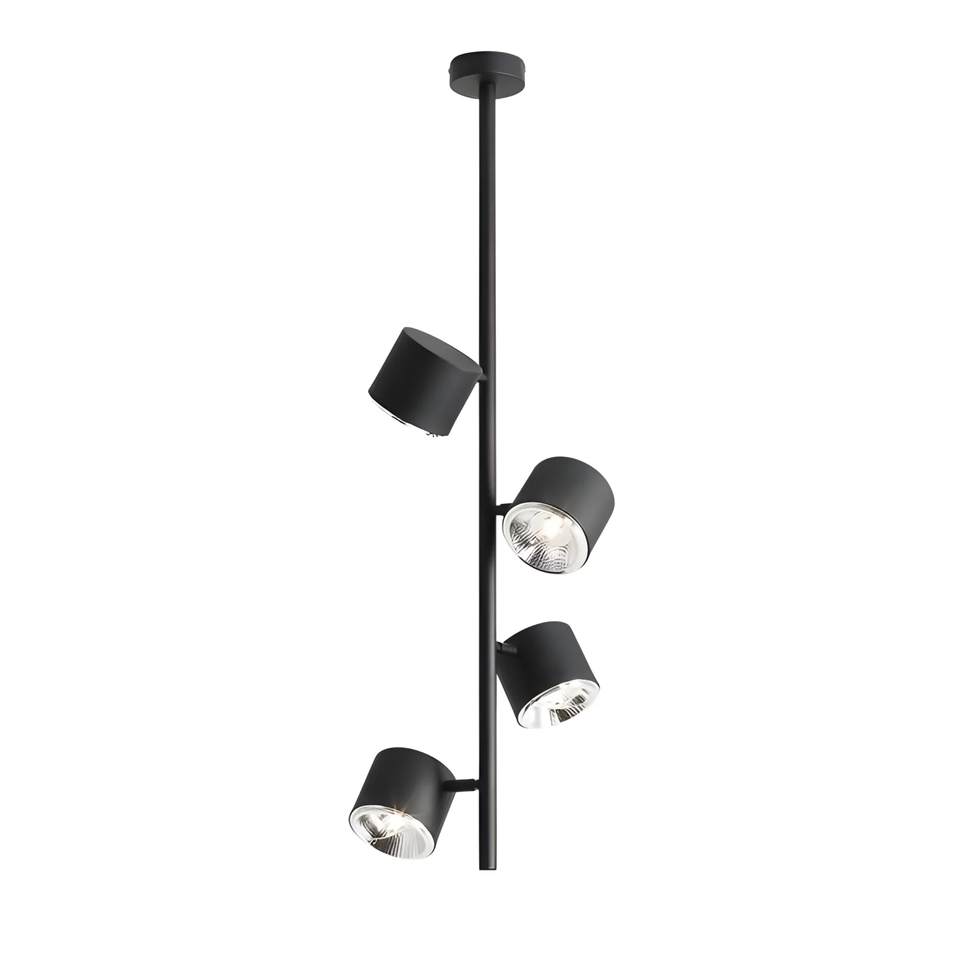 Czarna sufitowa lampa Bot 4 Vertical z regulowanymi kloszami