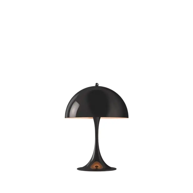 Nowoczesna lampa stołowa Panthella Mini LED w czarnym kolorze od Louis Poulsen