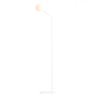 Biała lampa podłogowa Pure z szklanym kloszem