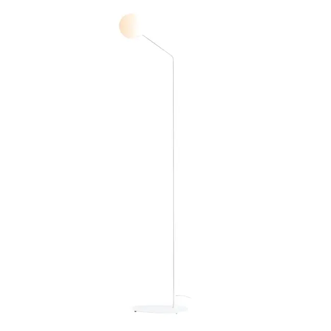 Biała lampa podłogowa Pure z szklanym kloszem