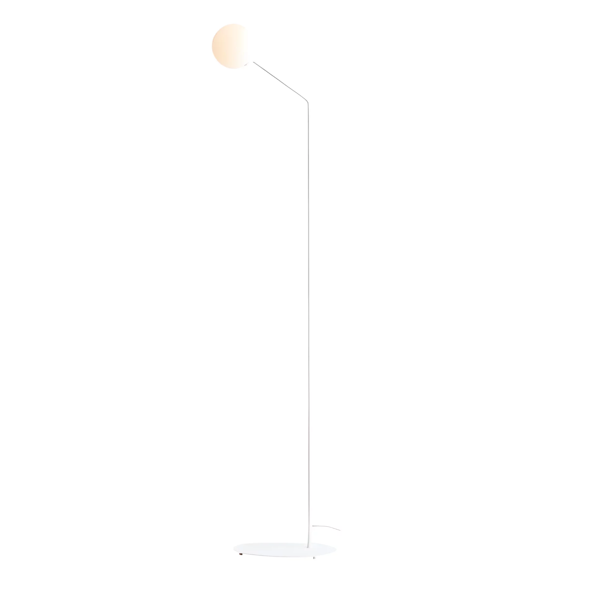 Biała lampa podłogowa Pure z szklanym kloszem