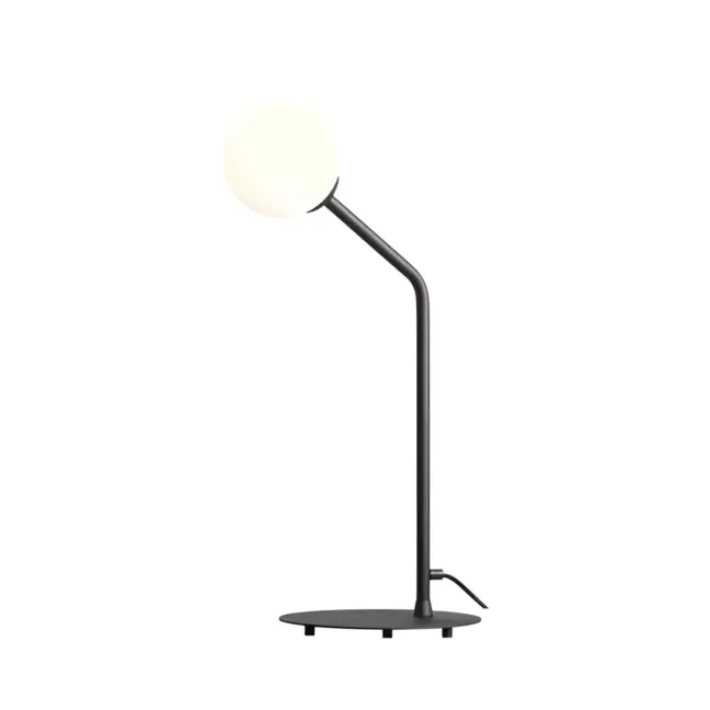 Czarna lampa biurkowa Pure ze szklanym kloszem
