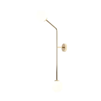 Złoty kinkiet lub lampa sufitowa Pure Vertical z dwoma szklanymi kloszami