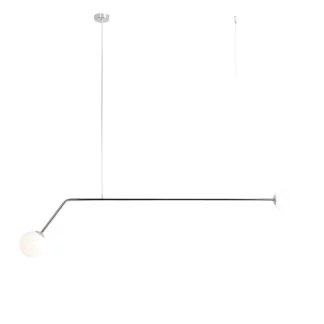 Srebrna, podłużna lampa wisząca Pure z szklanymi kloszami