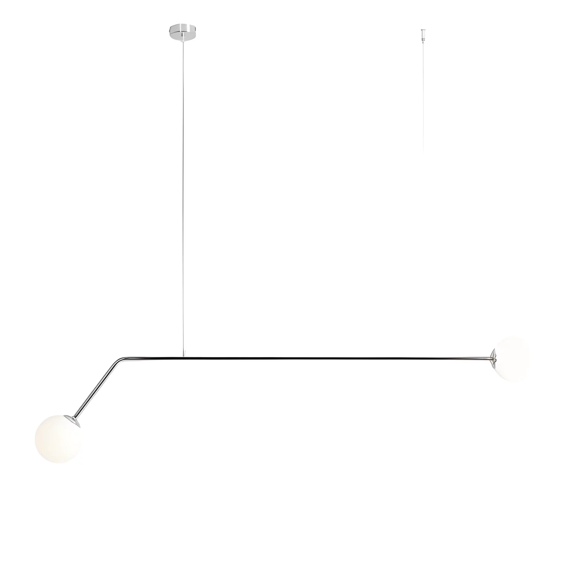 Srebrna, podłużna lampa wisząca Pure z szklanymi kloszami