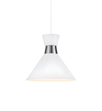Wisząca lampa Waist w białym kolorze z srebrnymi akcentami