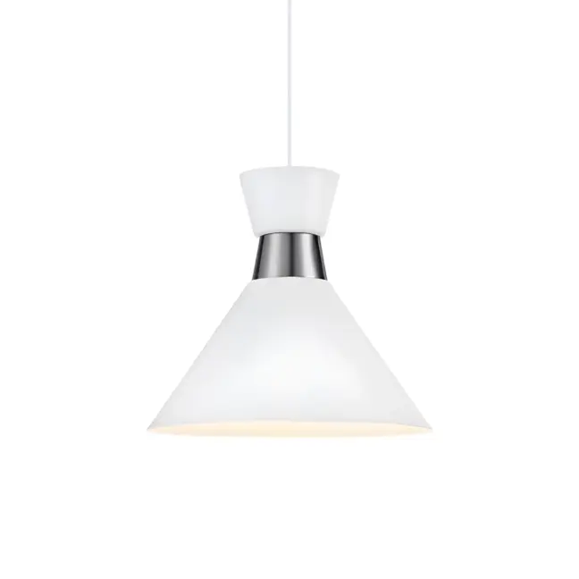 Wisząca lampa Waist w białym kolorze z srebrnymi akcentami