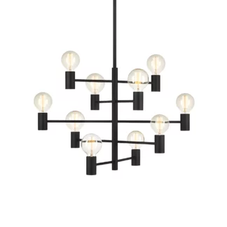 Nowoczesny, 10-punktowy żyrandol Paris w czarnym kolorze