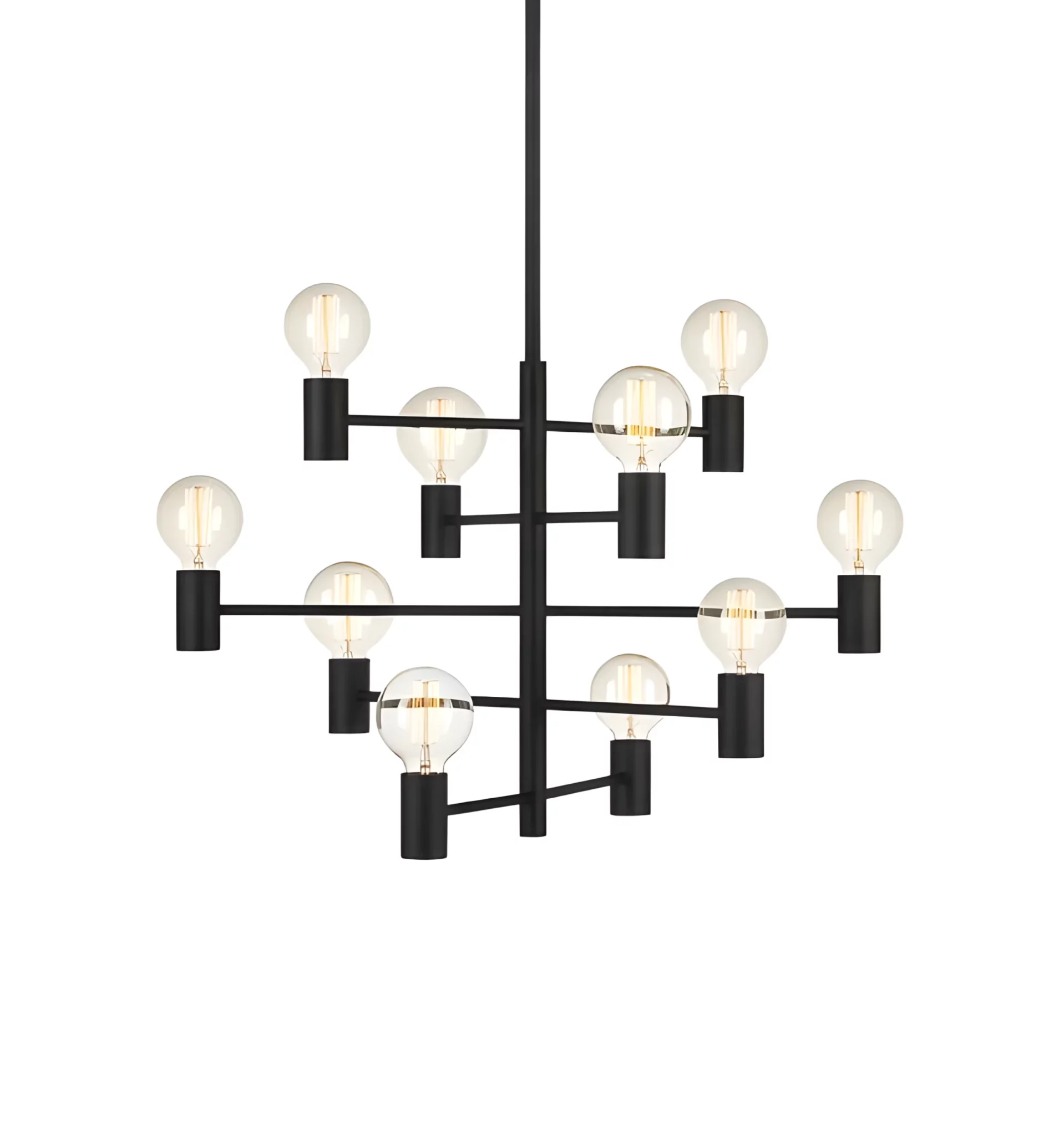 Nowoczesny, 10-punktowy żyrandol Paris w czarnym kolorze