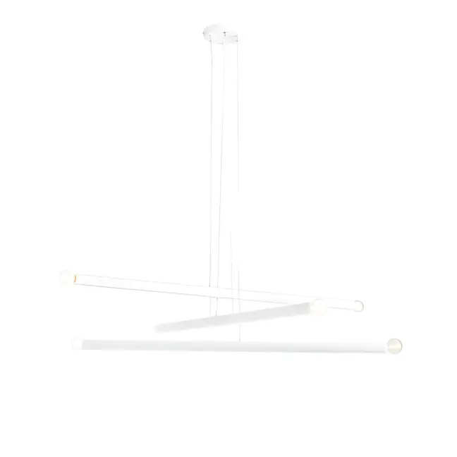 Biała, wisząca lampa Tubo 6 o minimalistycznym designie