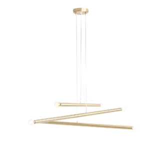 Nowoczesny, mosiężny żyrandol Tubo 6