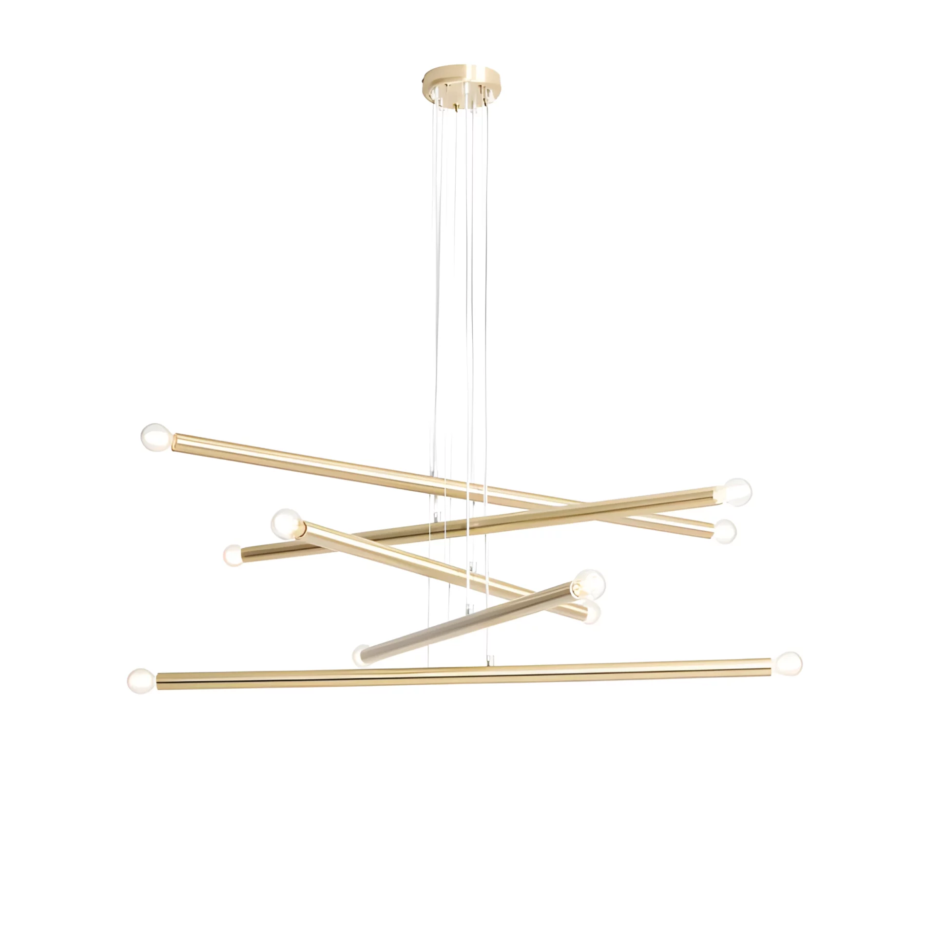 Duża wisząca lampa Tubo 10 w kolorze mosiądzu