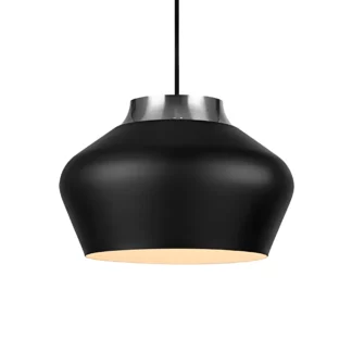 Wisząca lampa Kom z metalowym, czarnym kloszem