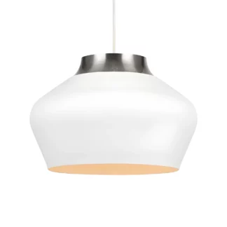 Wisząca lampa Kom w białym kolorze z srebrnymi akcentami