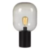 Czarna lampa stołowa Brooklyn z przydymionym kloszem