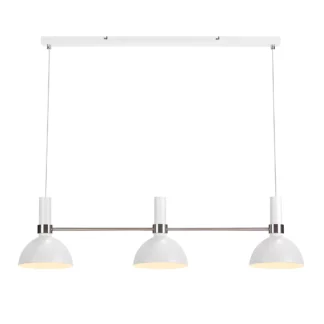 Biała wisząca lampa Larry z trzema kloszami na listwie