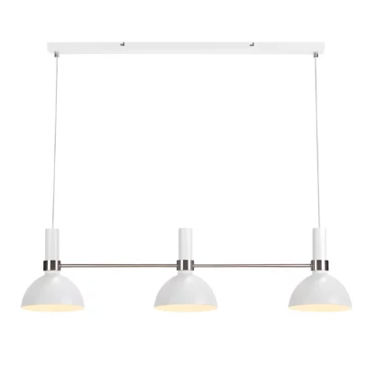 Biała wisząca lampa Larry z trzema kloszami na listwie