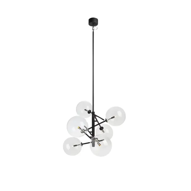 Wisząca lampa Andrew w czarnym kolorze z szklanymi kloszami