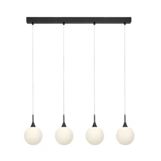 Wisząca lampa Quattro XL z czarnymi szklanymi kulami