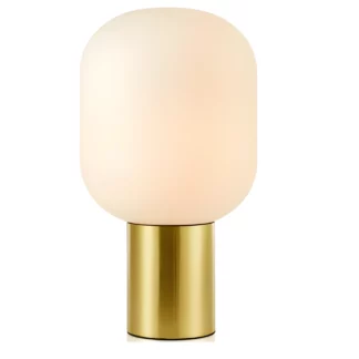 Szklana lampa stołowa Brooklyn z złotą podstawą