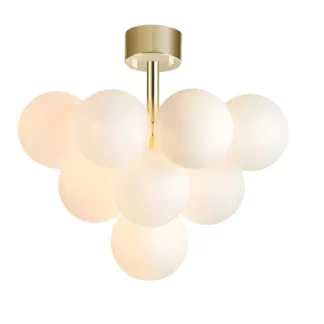 Złota sufitowa lampa Merlot ze szklanymi kloszami