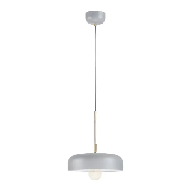 Szara wisząca lampa Caen z eleganckim złotym mocowaniem