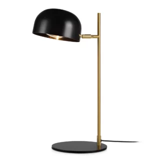 Czarna lampa biurkowa Pose z złotym ramieniem