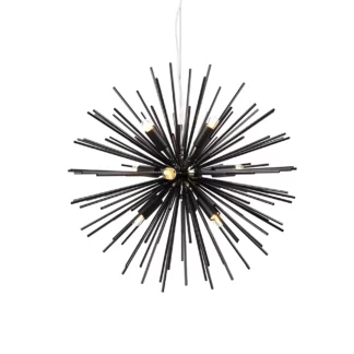 Nowoczesna czarna lampa wisząca Soleil z 9 oprawkami E14