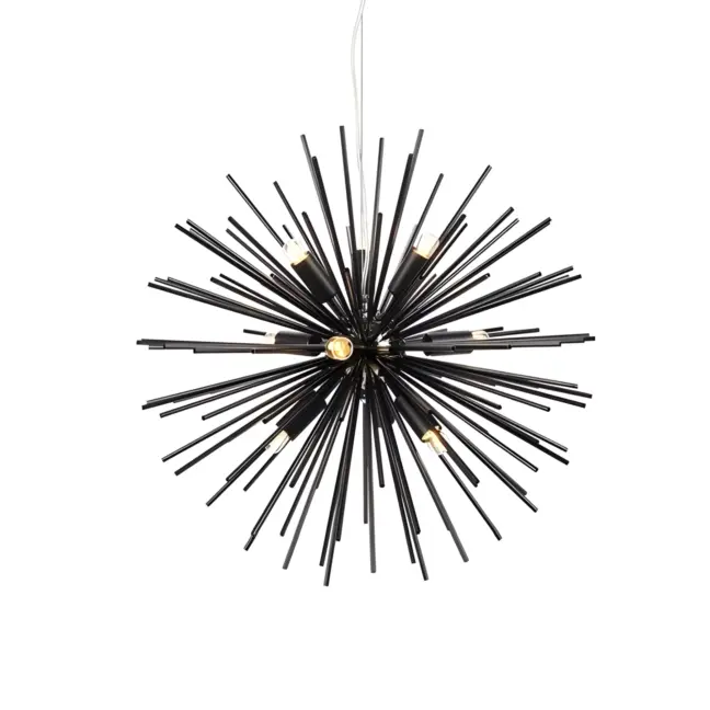 Nowoczesna czarna lampa wisząca Soleil z 9 oprawkami E14